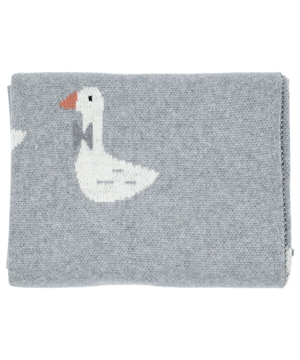 Megztas kūdikio pledukas žąsytės - pilkos spalvos